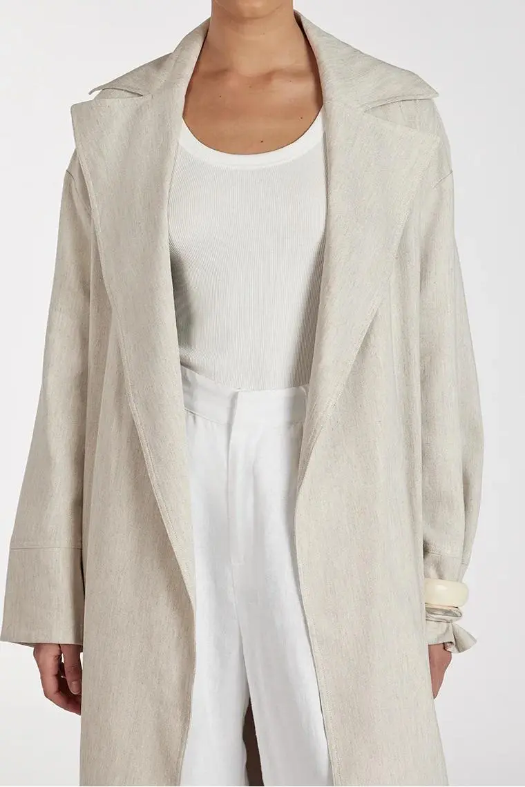 NATURAL LINEN BLEND COAT