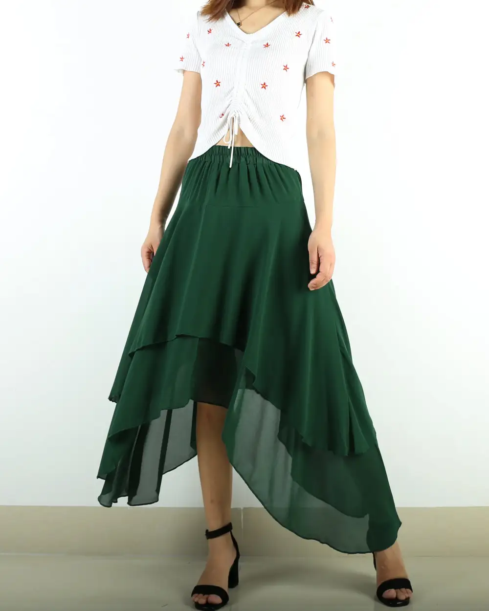 Everyday Elastic Waist Chiffon Skirt