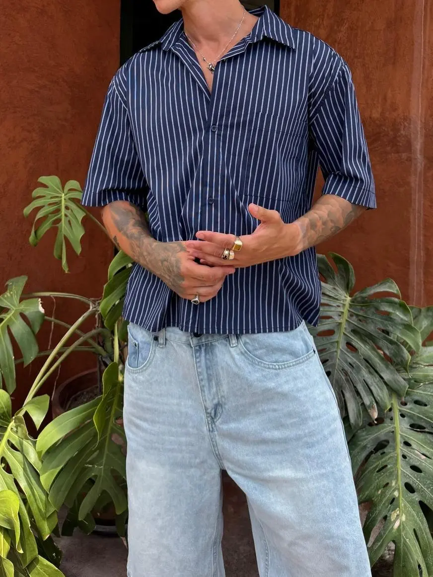 Casual Soft And Comfortable Navy Shirt