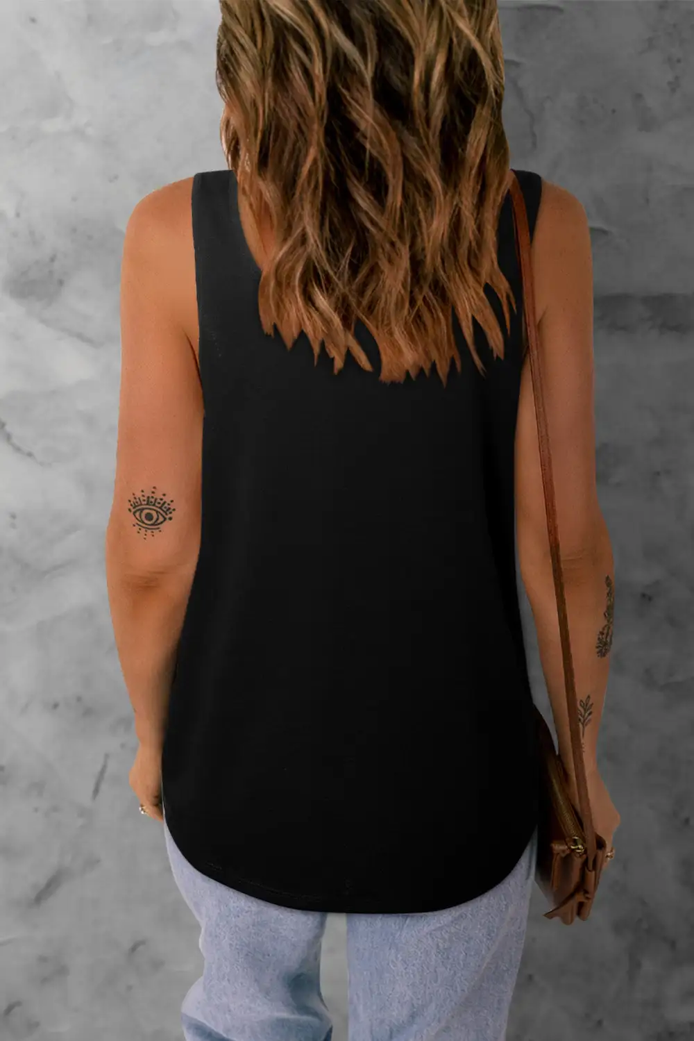 Plaid Patchwork Buttoned U Neck Tank Top
