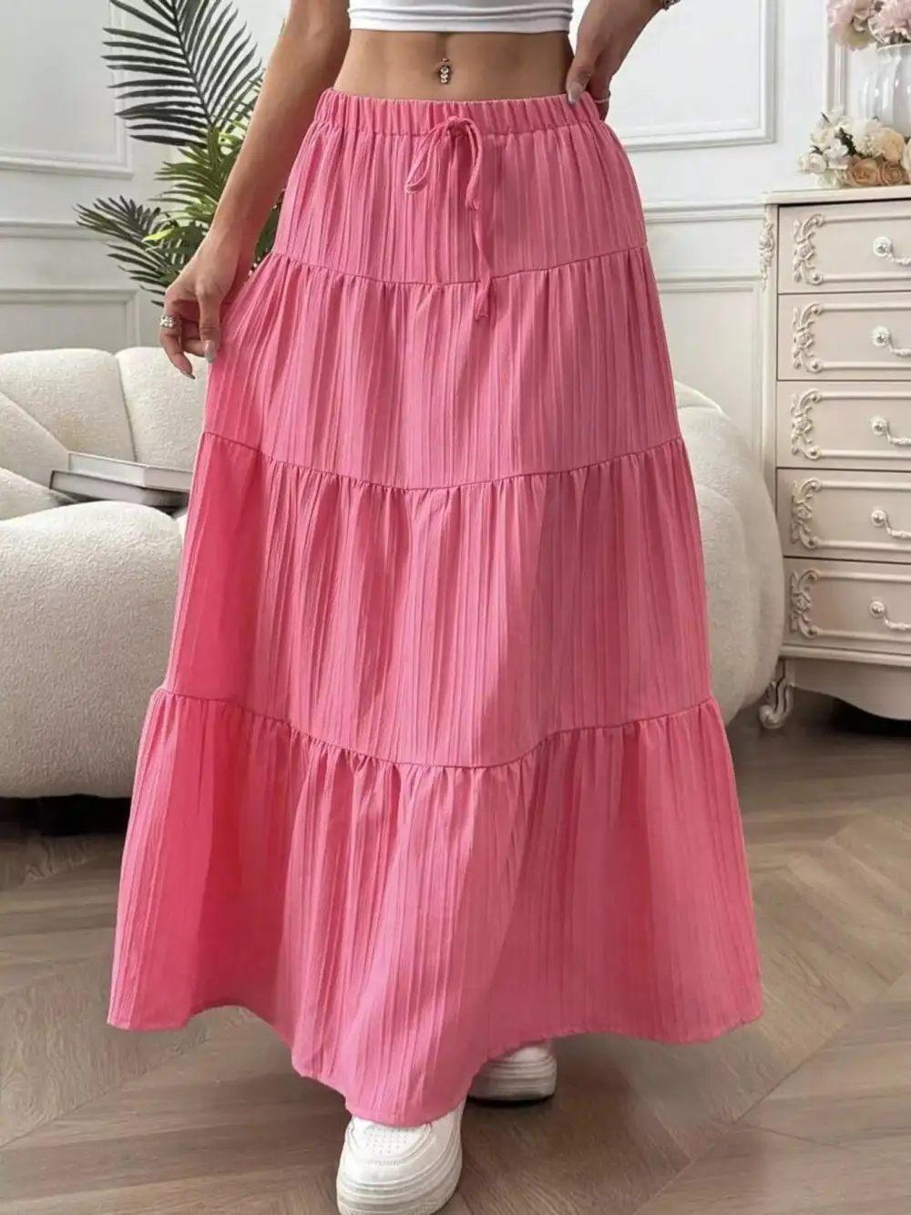 Modern Tiered Flowy Maxi Skirt