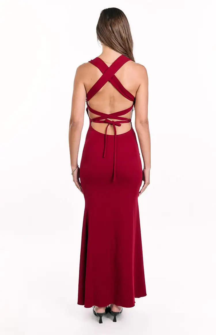 Knit Bodycon Crepe Maxi Dress