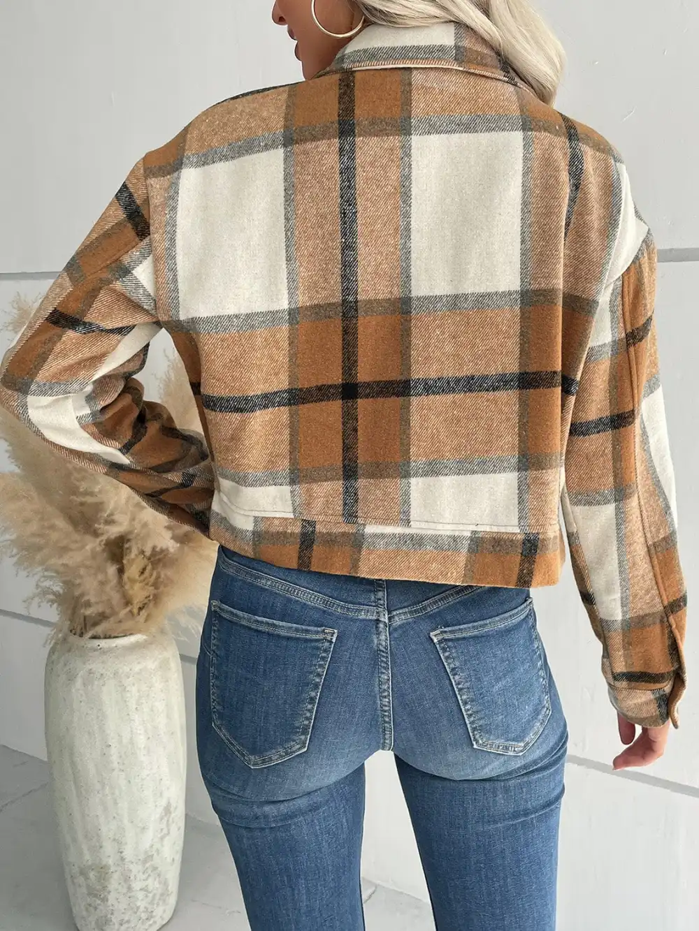 GYPSY-Plaid Button Up Cropped Jacket