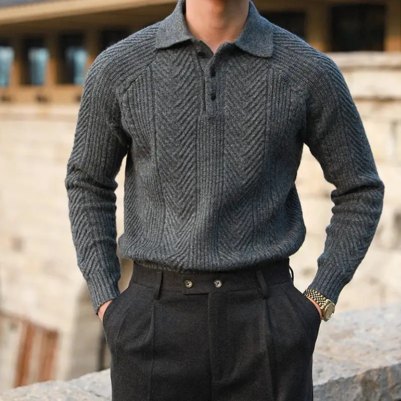 Collared Texture Knit Sweater