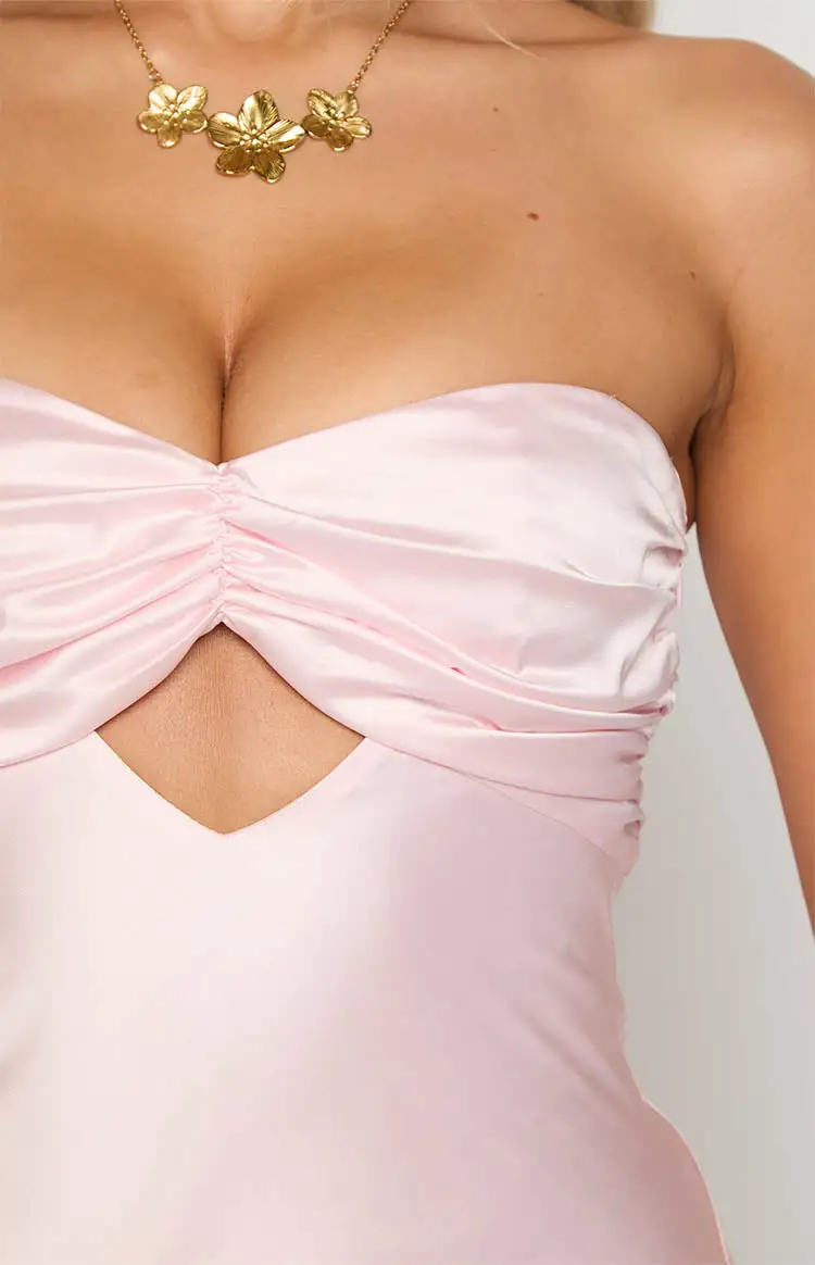 Modern Satin Strapless Maxi Dress