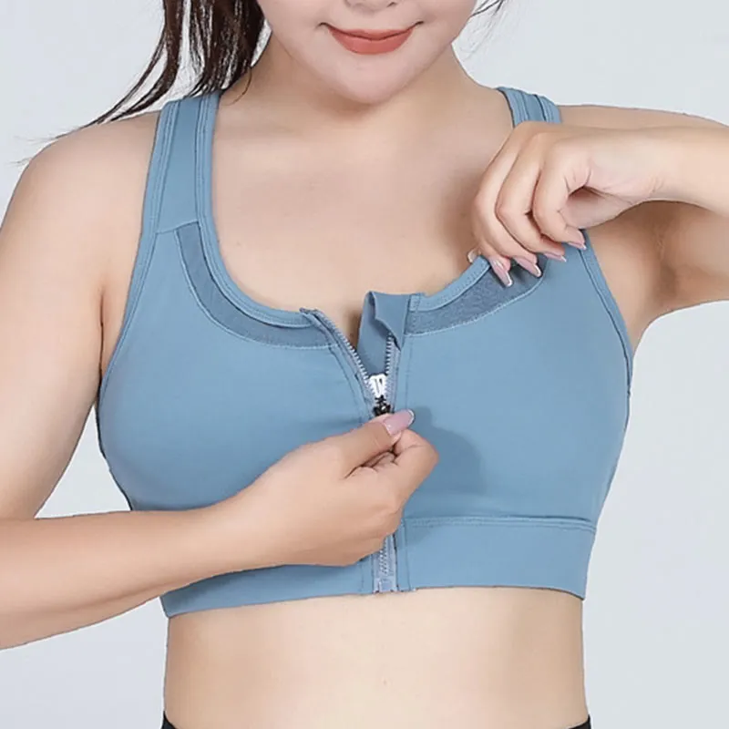 Zipper Front Closure Sports Wireless Bra Yoga Bra