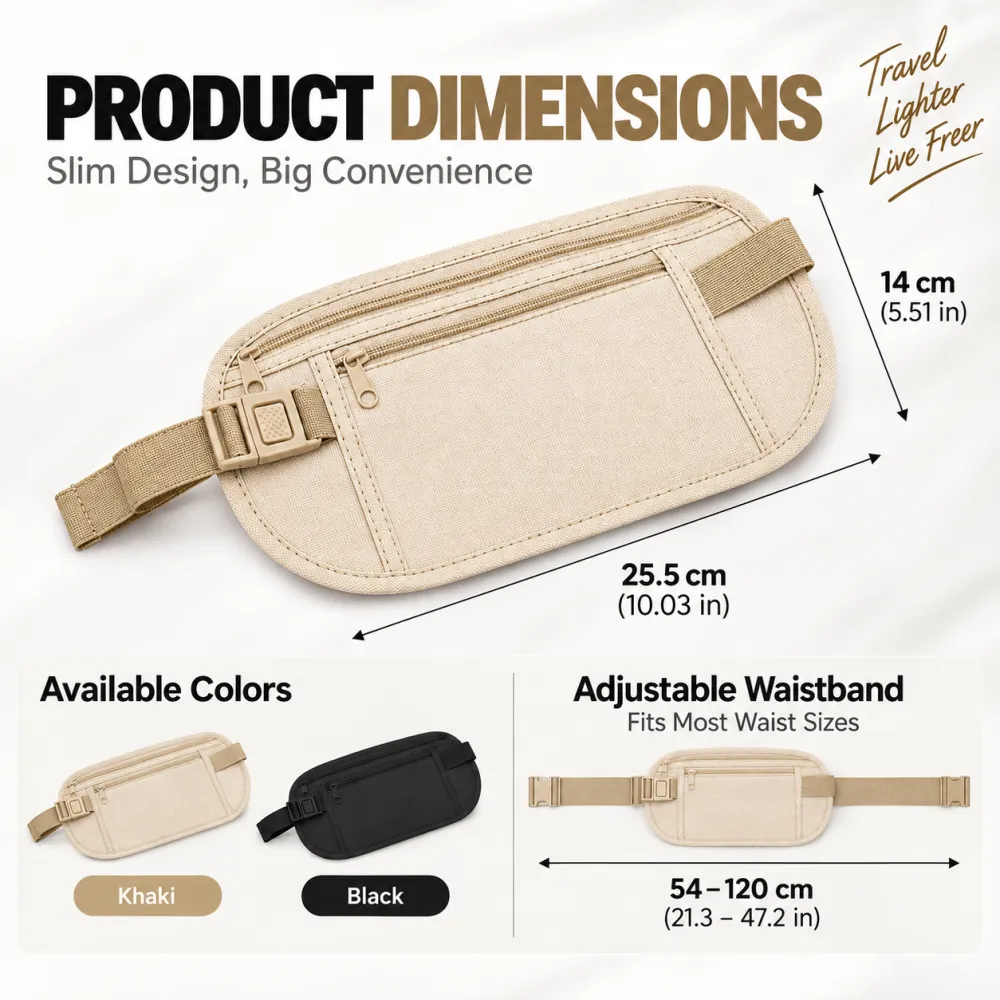 Ultra-Thin Anti-Theft Travel Wallet with Hidden Waist Strap