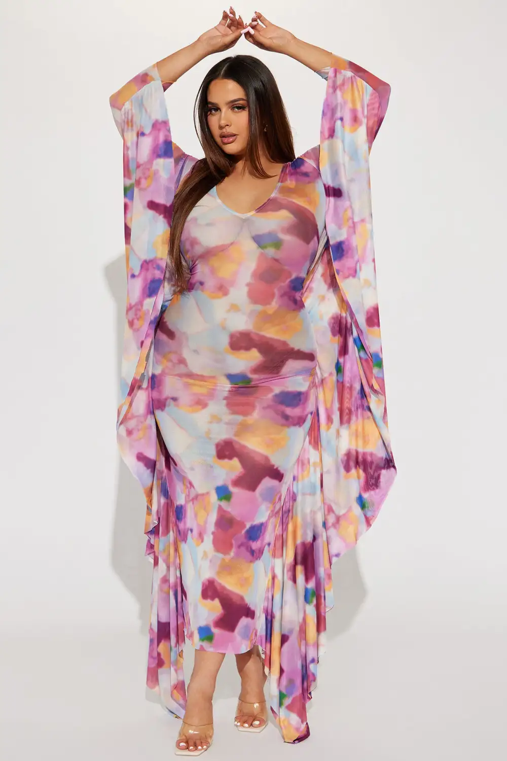 Mariposa Mesh Maxi Dress - Pink/combo