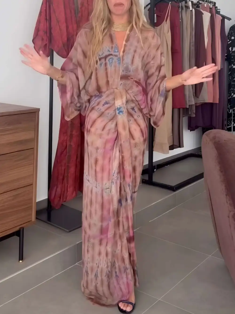 Bohemian Tie Dye Print Maxi Dress