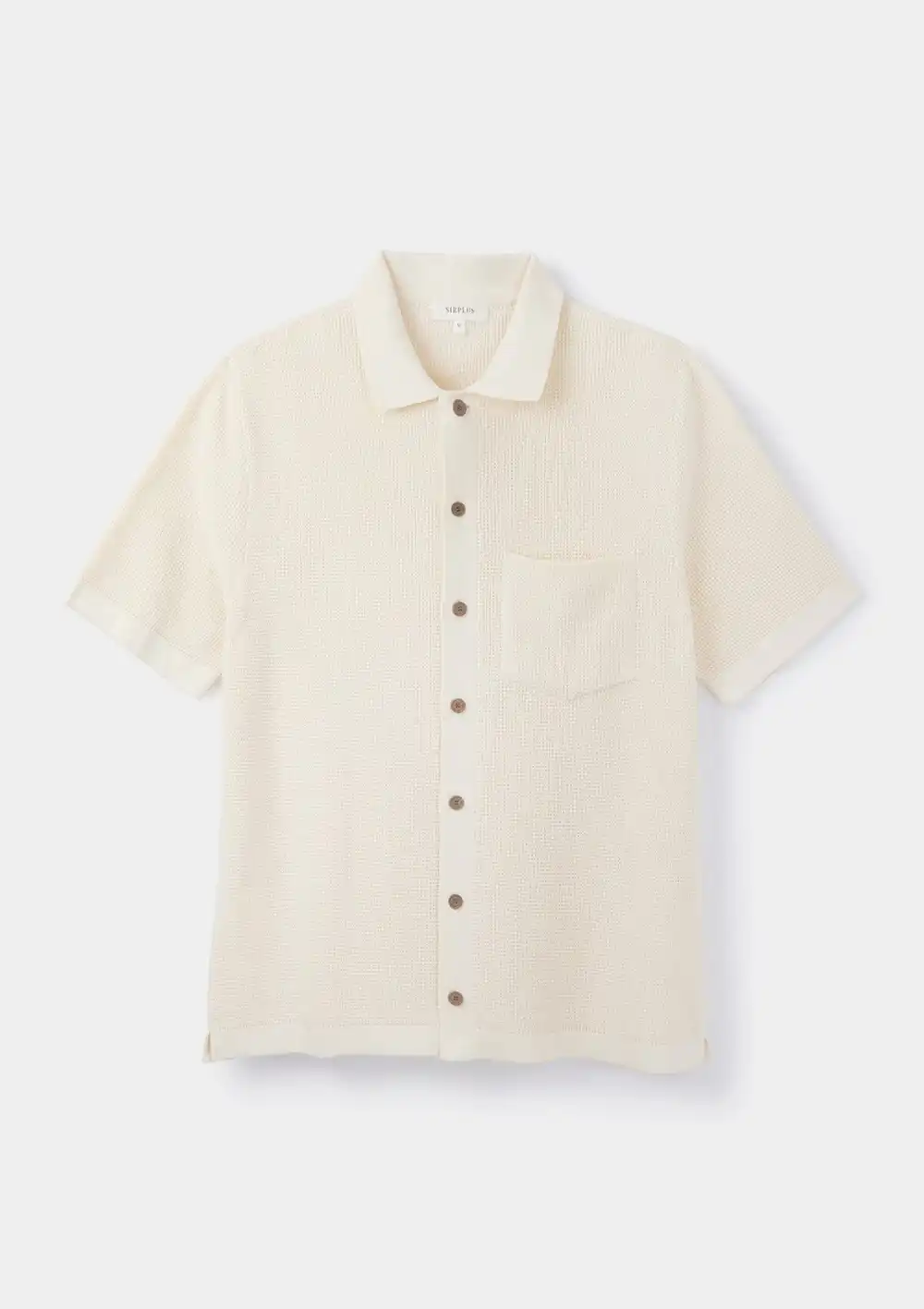 Cream Waffle Knit Polo