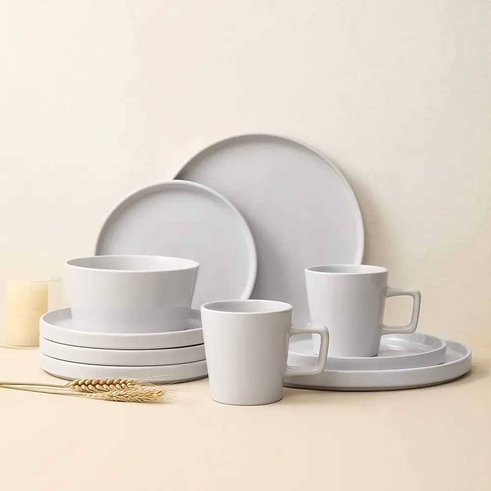 Stone Lain Coupe Dinnerware Set, Service For 8, Black Matte