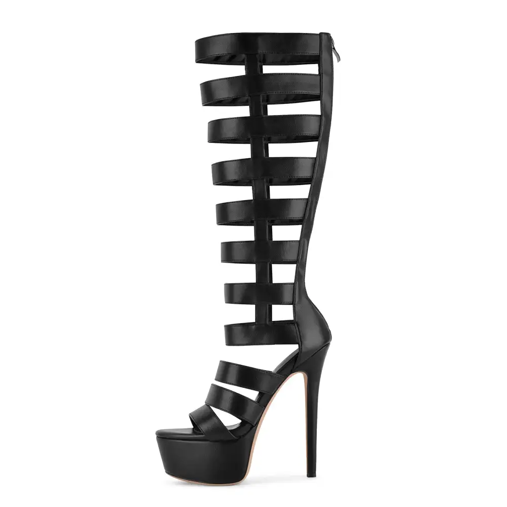 Platform Gladiator Cutout Zipper Boot Sandals