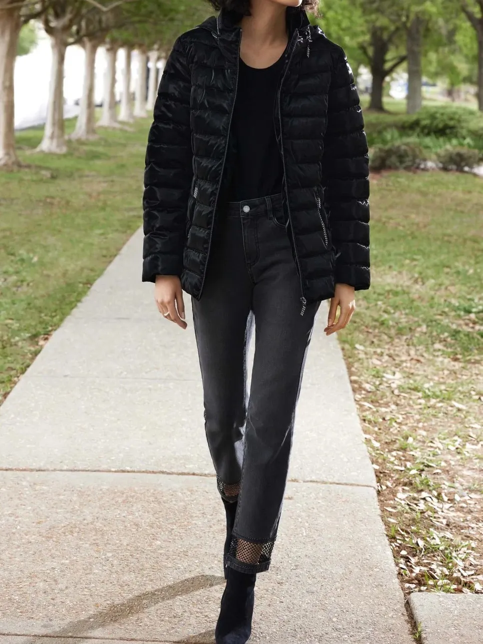 Black Distressed Ankle Jeans