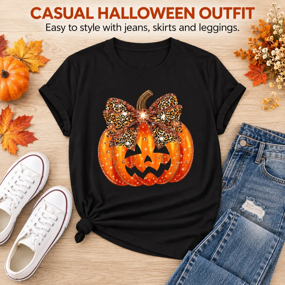 Pumpkin Print Short Sleeve Tee
