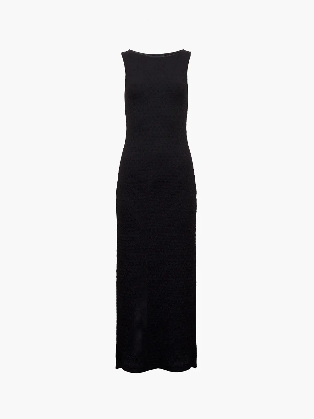 Stylish Textured Boat Neck Collarless Dress