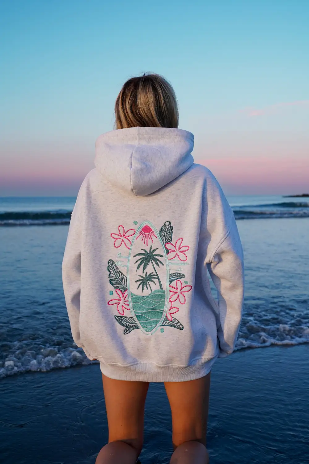 Surfing the Waves Embroider Hoodie