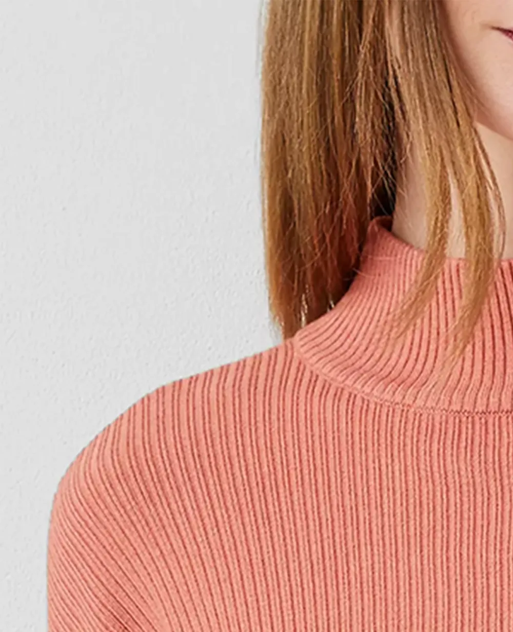 Mock Neck Ribbed Sweater