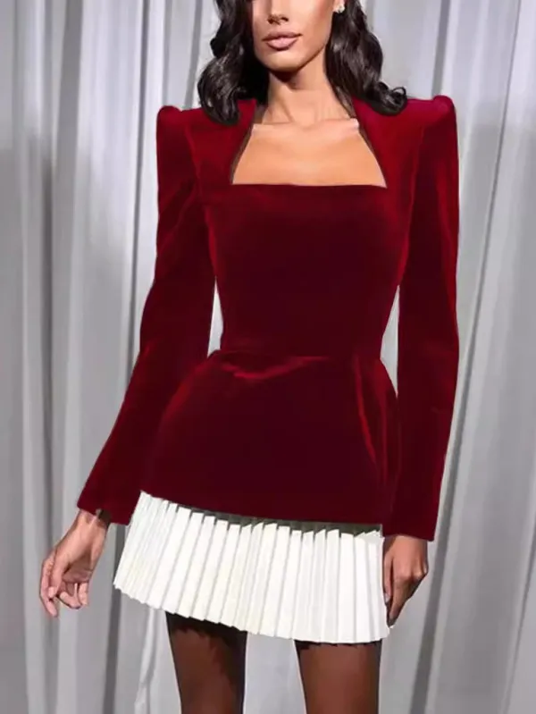 Pleated Hem Elegant Mini Dress