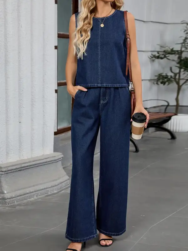 Denim Round Jumpsuit