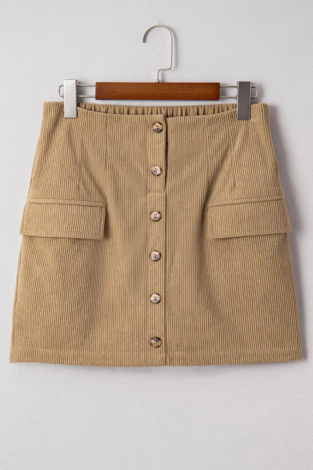 Button Front Buttoned Pocketed Mini Skirt