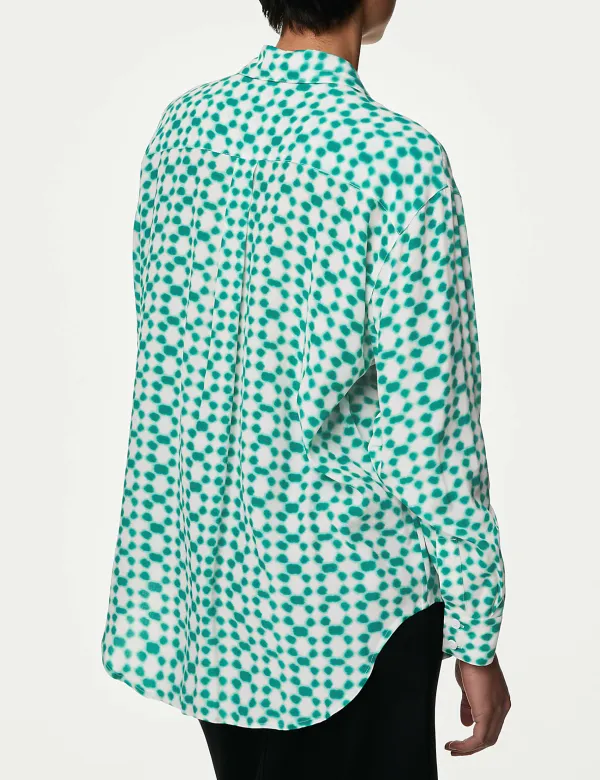 Cupro Rich Printed Collared Shirt