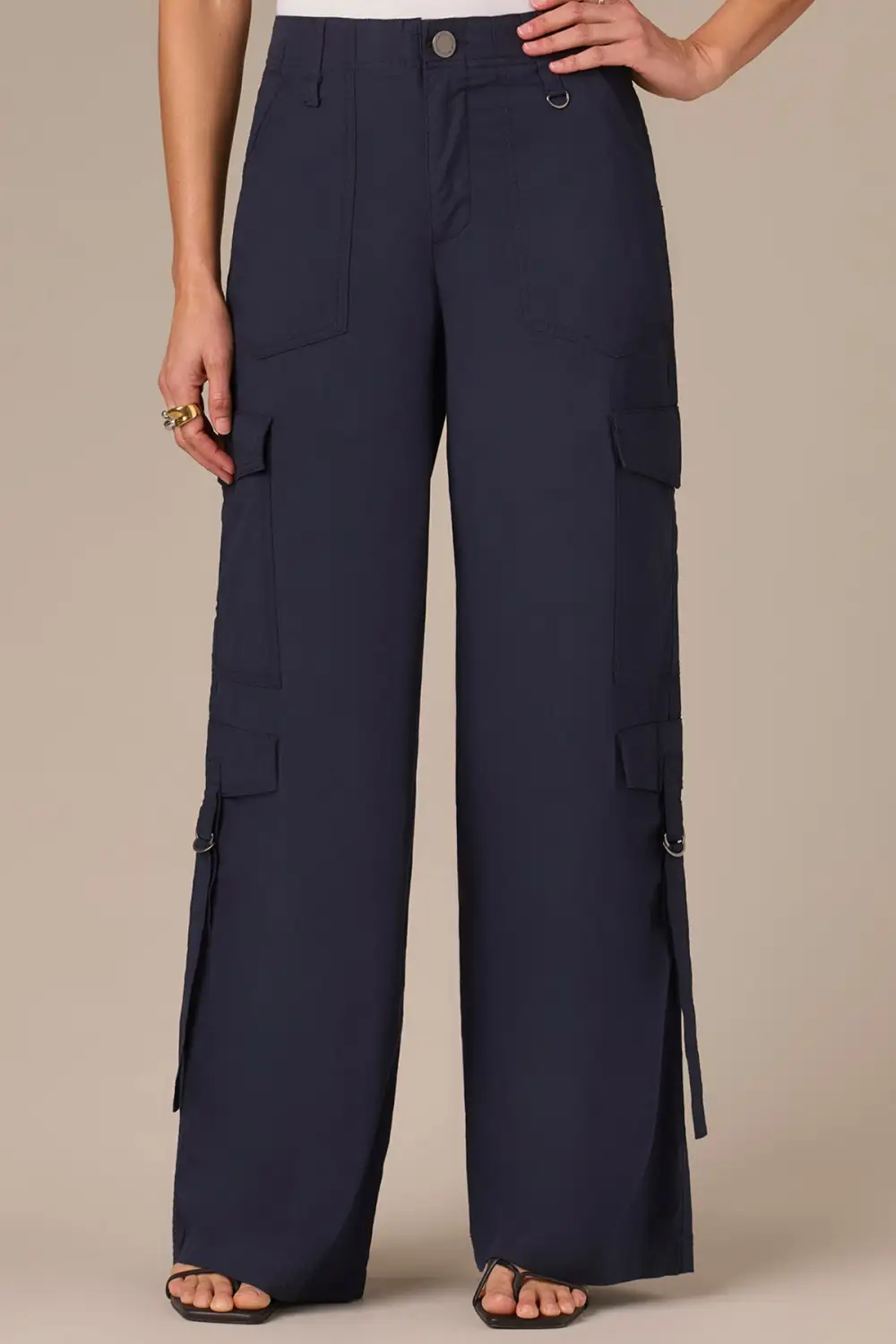Petite Patch Pocket Utility Wide Leg Utility Pants