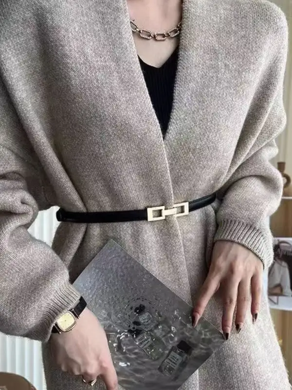 Skinny Belt with Golden Buckle