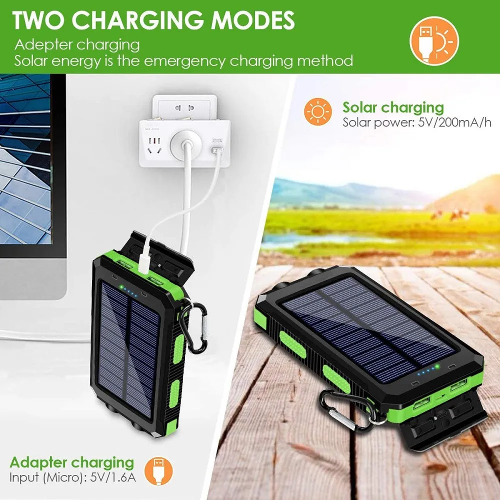 Outdoor multifunctional power bank, wireless charging, solar energy, flashlight