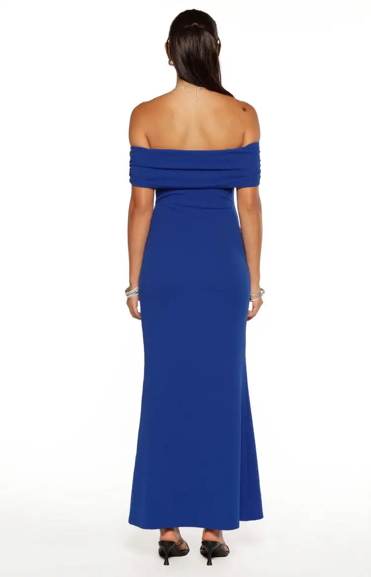 Bodycon Off the Shoulder Cobalt Maxi Dress