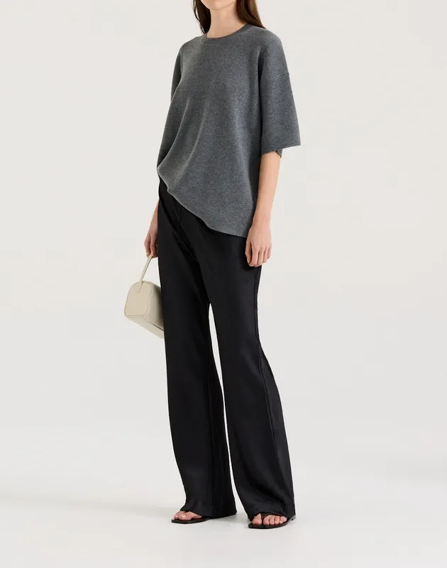 Charcoal Relaxed Knit T-Shirt