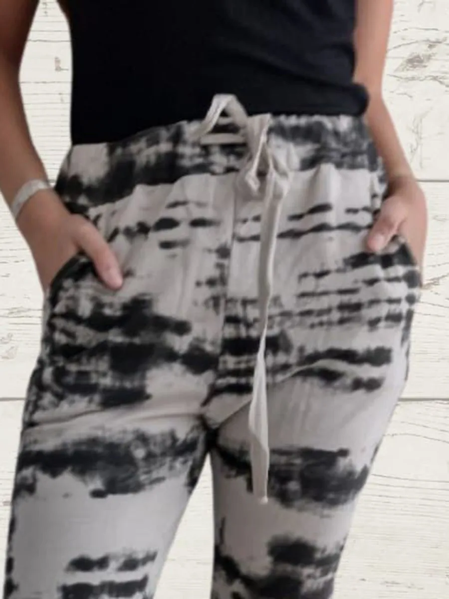 Women's Casual Print Elastic Rope Trousers