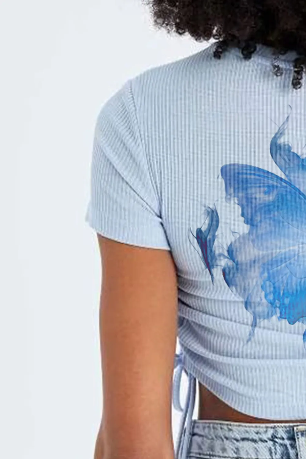 Slim Fit Short Sleeve Mystic Slogan Print Crop T-Shirt