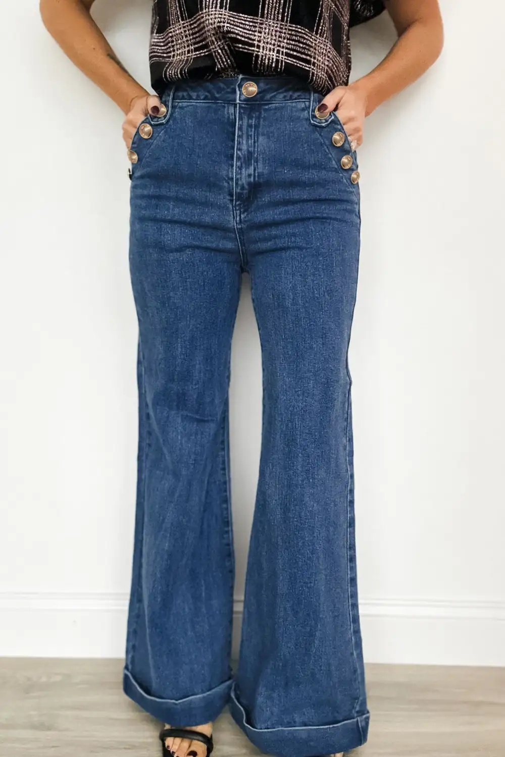 Wide Leg Denim Trousers