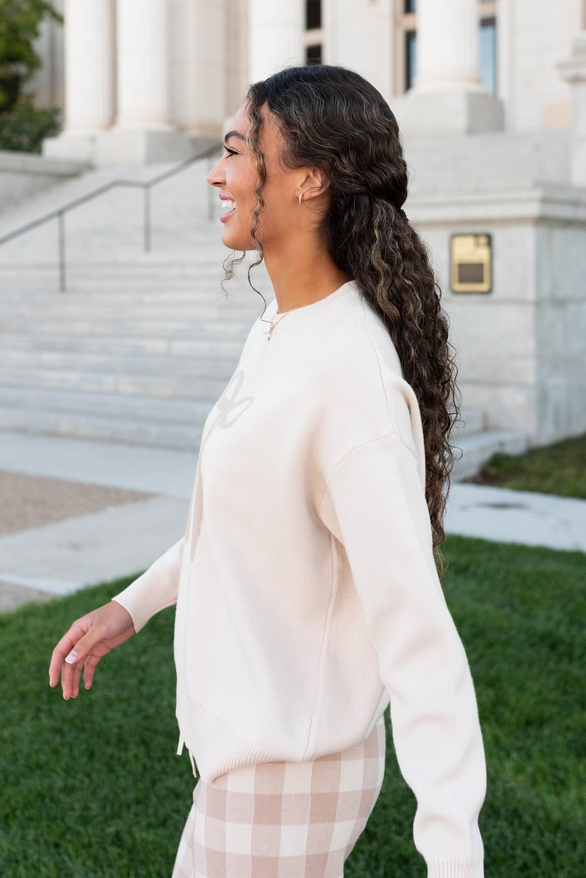 Carley Oatmeal Ribbon Sweater