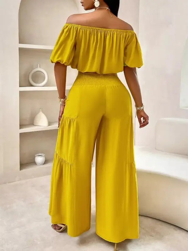 Easygoing Wide Leg Shoulder Jumpsuit