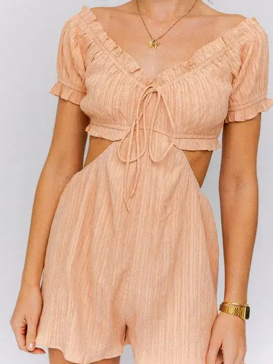 Turning Heads Off-Shoulder Cutout Romper