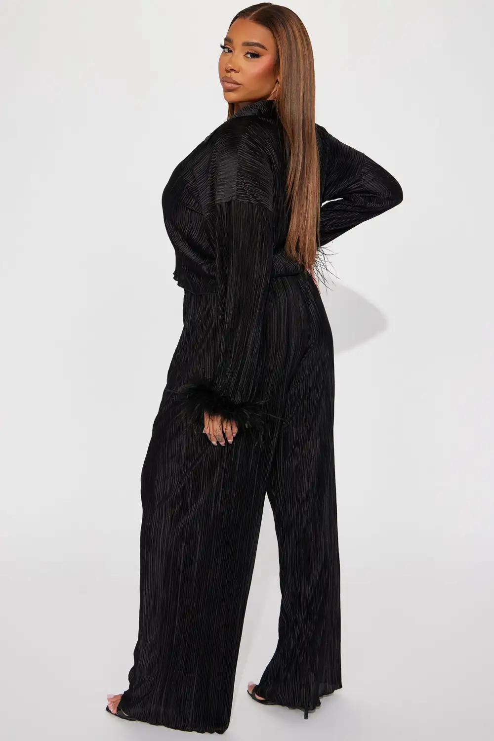 Oh So Classy Satin Pant Set - Black