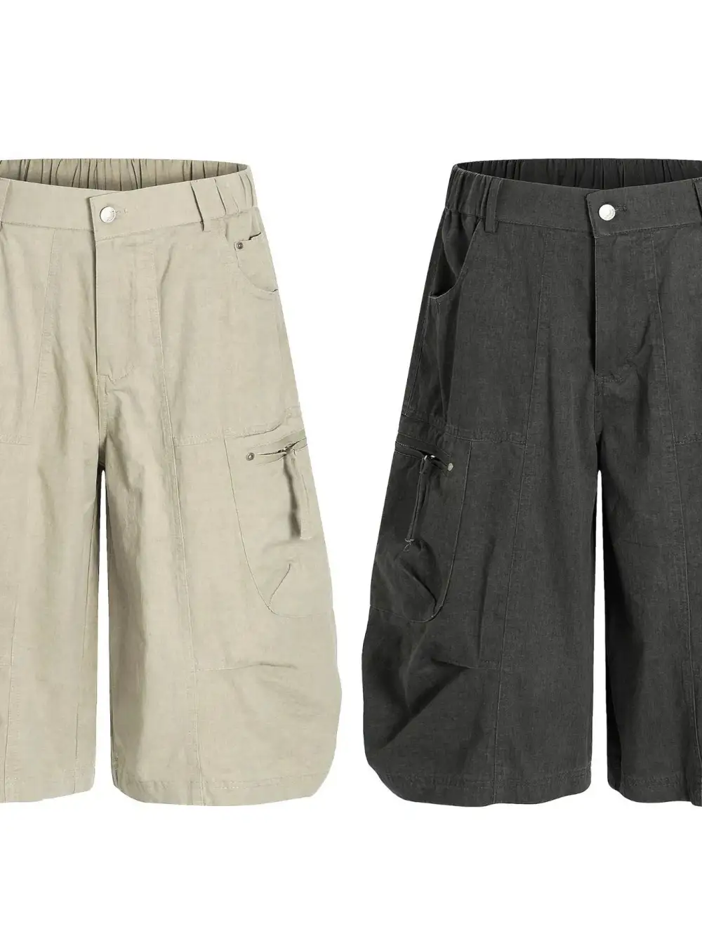 Relaxed Utility Cotton Blend Casual Shorts
