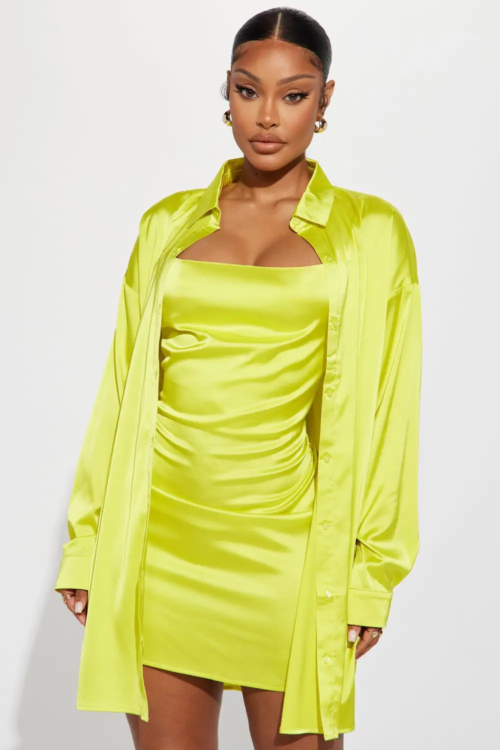 Stella Mini Dress Set - Neon Yellow