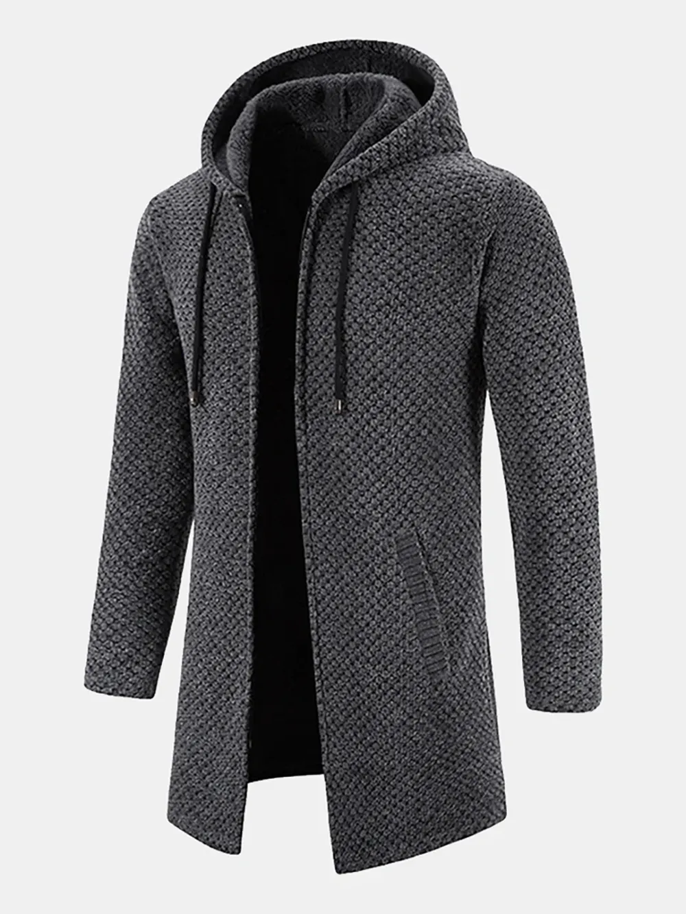 Long Line Textured Hooded Cardigan