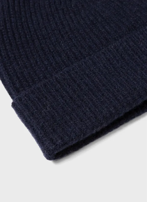 Cashmere Ribbed Hat - Blue