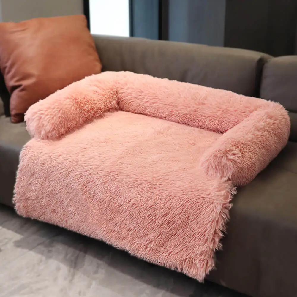 Calming Furniture Protector Dog Bed - Fuzzy Backrest