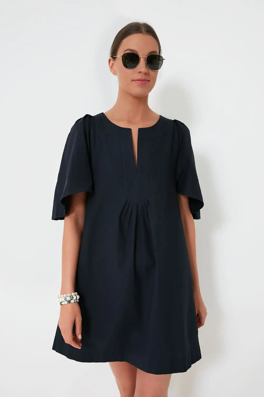 Deep Navy Finley Flutter Sleeve Dress