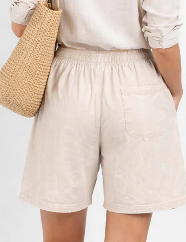 Vintage Washed Elastic Wide Leg Shorts