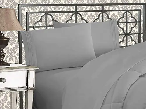 Luxurious 1500 Thread Count Three Line Embroidered Softest Premium 4-Piece Bed Sheet Set Wrinkle and Fade Resistant