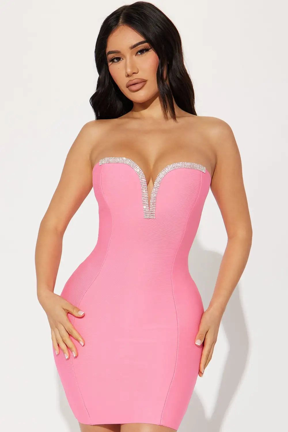 Rachel Embellished Mini Dress - Pink