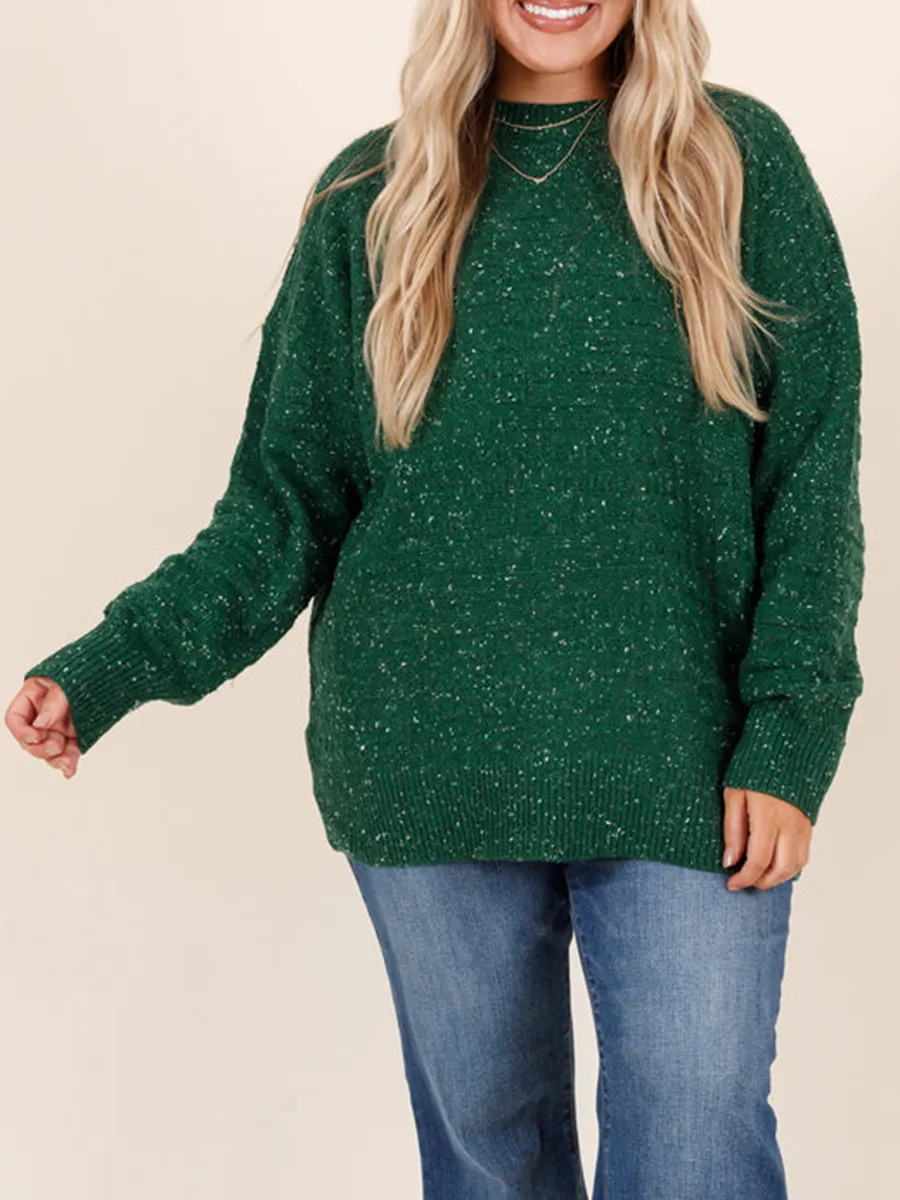 Dark Green Bright Silk Loose Knit Sweater