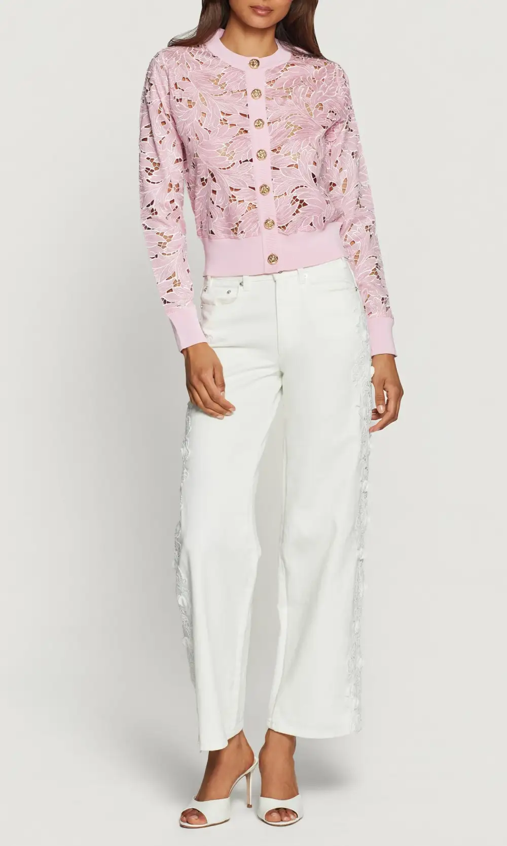 Embroidered Button Front Knit Cardigan