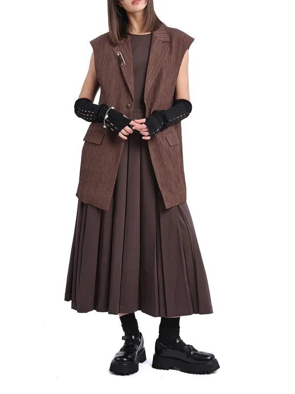 Brown Sleeveless Cut - out Maxi Dress