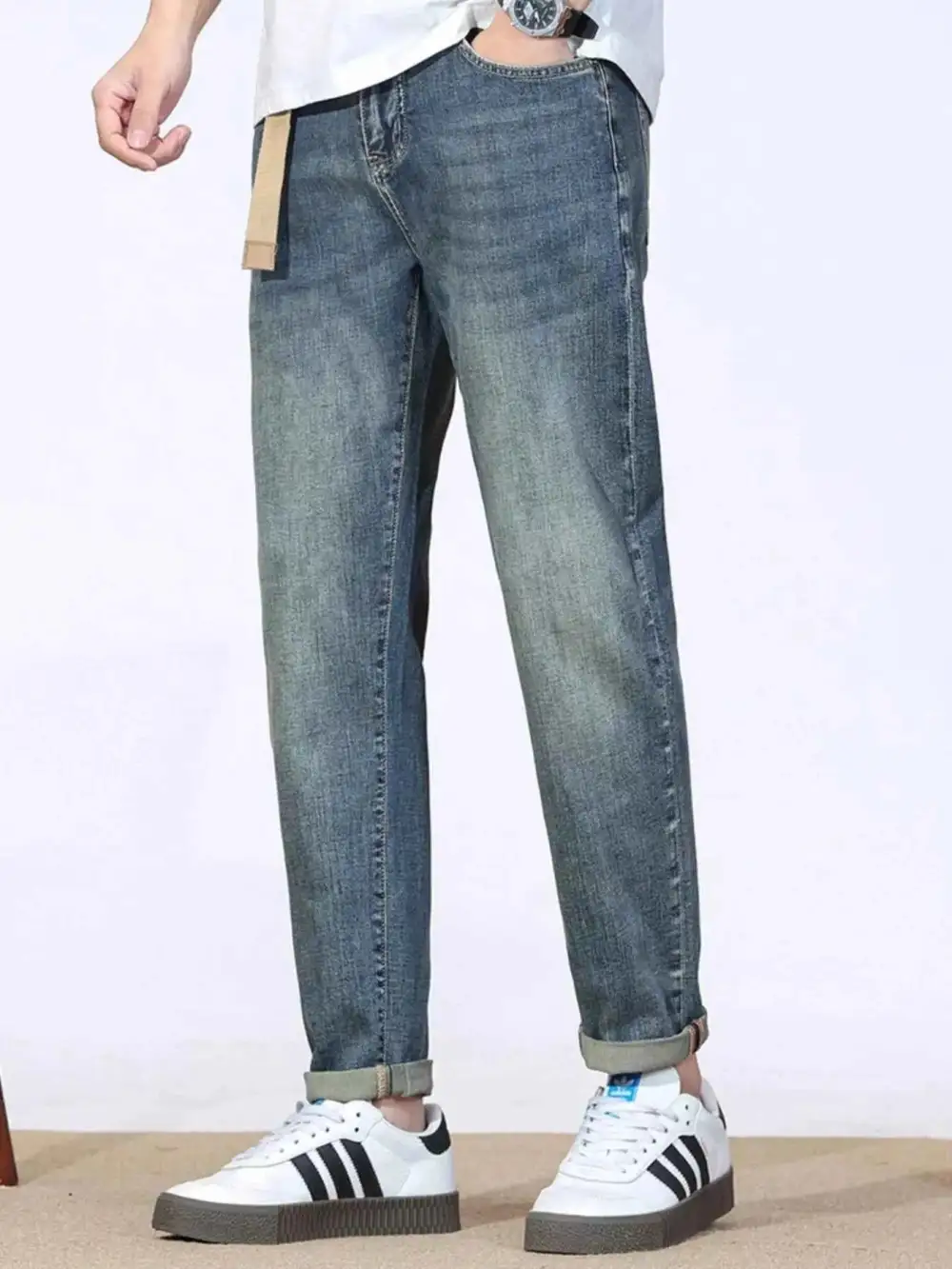 Relaxed Wash Straight Leg Jeans
